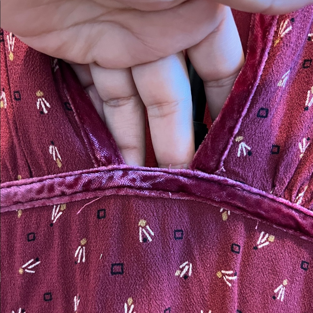 Free People Burgundy Velvet Dress with Gold Accents - Picture 5 of 9